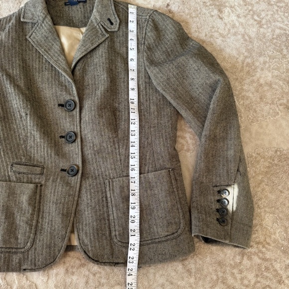 Vintage GAP WoolBlend blazer Brown herringbone preppy Small- Teacher Outfit - Picture 12 of 12
